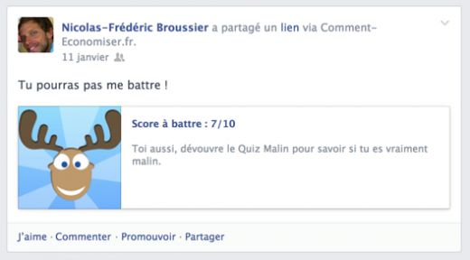 Défiez vos amis sur facebook avec le quiz malin