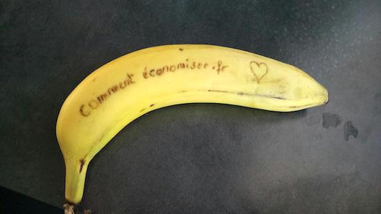 écrire un message mignon sur peau de banane