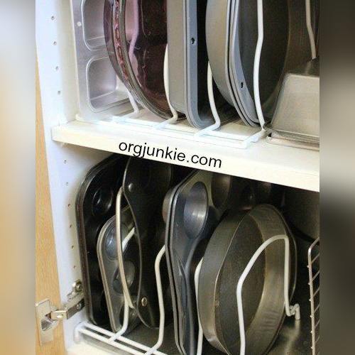 Use dish racks to organize your cupboards