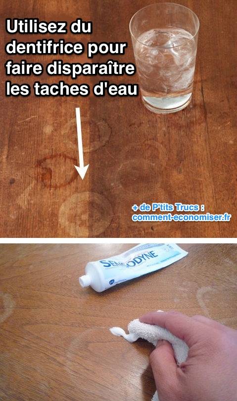 Utilisez du dentifrice pour enlever une tache d'eau sur la table en bois