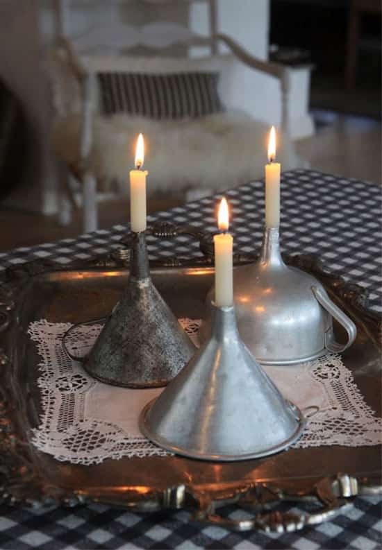 entonnoirs vintage turned candle holders