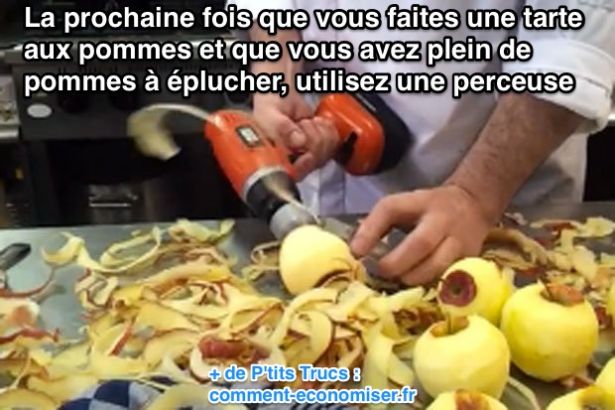 Utiliser une perceuse pour éplucher plein de pommes