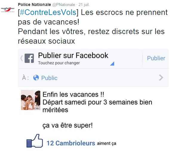 Eviter de donner vos dates de vacances sur facebook au risque de vous faire cambrioler