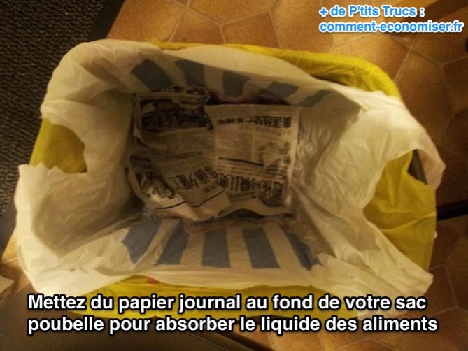 Absorbez le liquides au fond de vos poubelles avec du papier journal