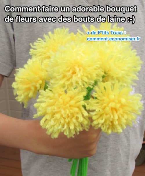 bouquet de pissenlits jaunes en laine