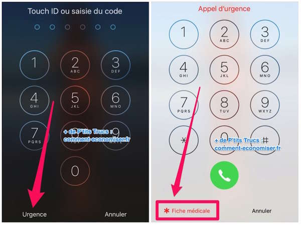 Comment accéder fiche médicale iphone écran verrouillé