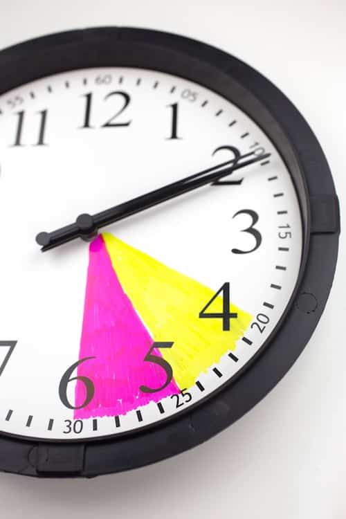 horloge colorée pour mettre en place une routine après l'école