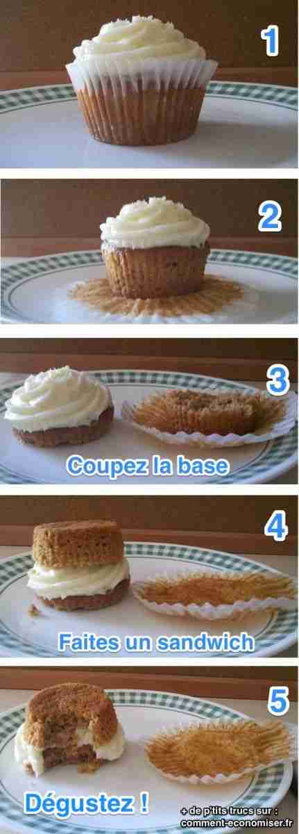 manger un cupcake facilement en le coupant en 2