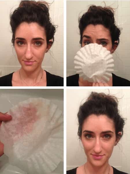 enlever excès maquillage qui brille filtre café