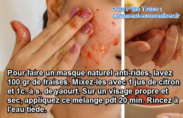 pour lutter contre les rides faites un masque naturel à la fraise