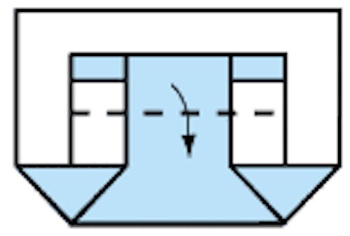 Onzième étape de pliage de l'enveloppe en origami.