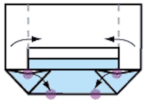 Douzième étape de pliage de l'enveloppe en origami.