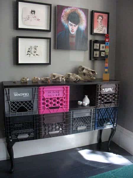 drawer sideboard with milk crate