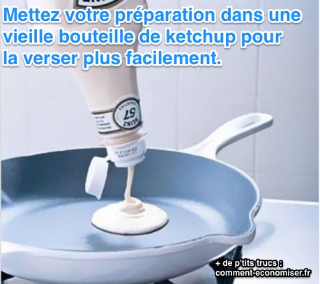 Pâtes à pancakes dans réservoir de ketchup 