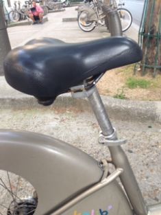 Papillon de la selle d'un velib &agrave; une station