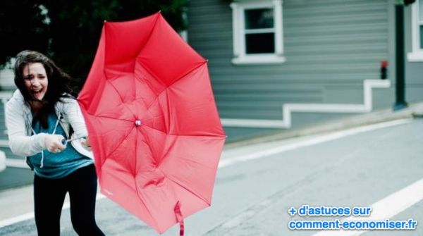 Parapluie qui se retourne avec un coup de vent