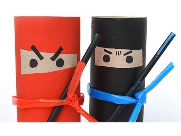 ninja en carton de rouleaux de papier toilette