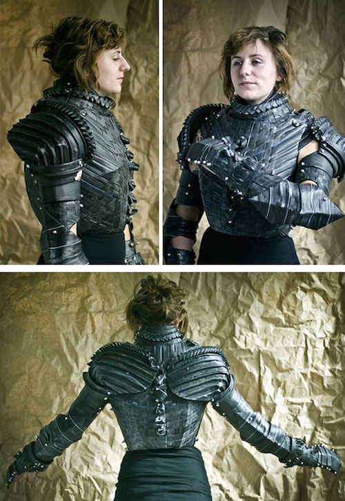 Pneu réutilisé en armure