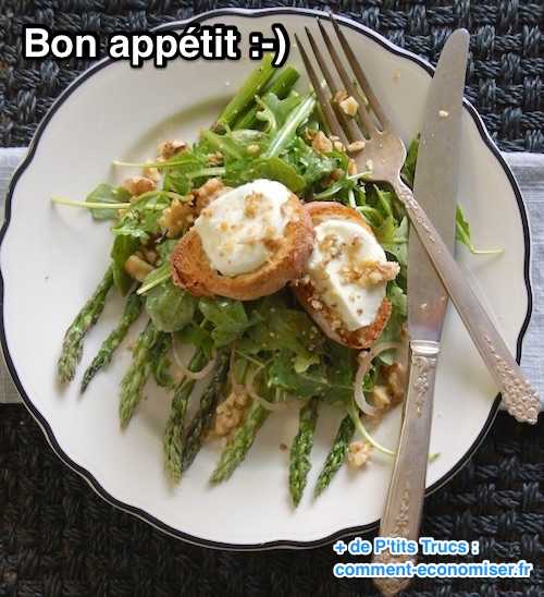 Salade chèvre chaud avec asperges