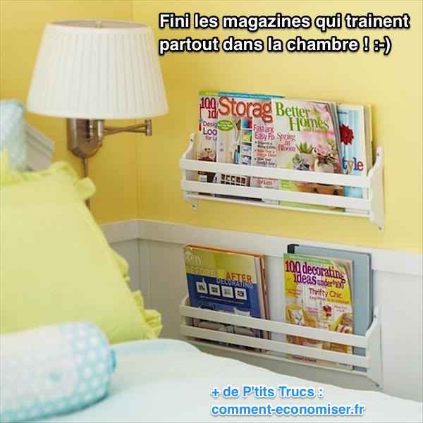 Rangement pour magazine dans la chambre
