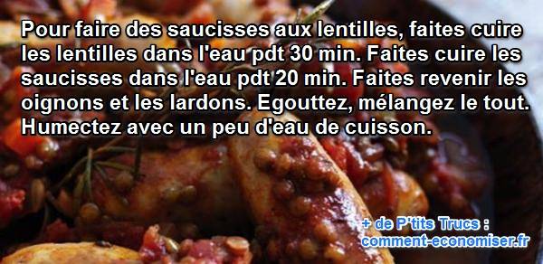 saucisses aux lentilles