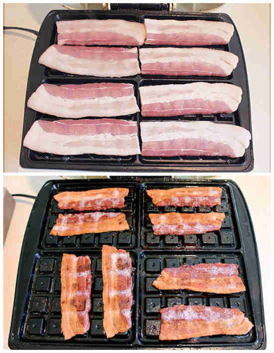 Faites frire votre bacon avec votre gaufrier pour gagner du temps.