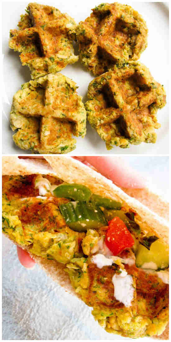 On peut facilement utiliser un gaufrier pour cuire les falafels.
