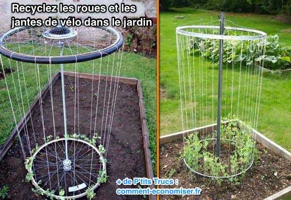 astuces-pour-ameliorer-jardin. Recycler-roues-jantes-velo-jardin