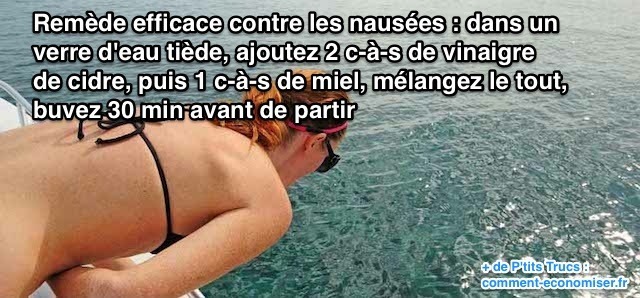 Utilisez du vinaigre de cidre contre le mal de mer