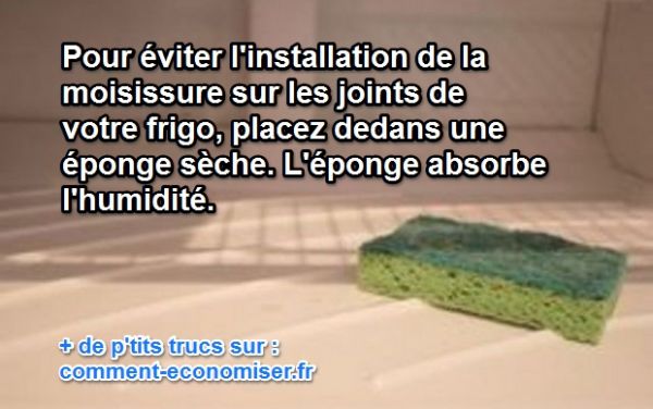 une éponge sèche absorbe l'humidité du frigo