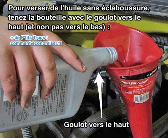 Comment verser huile voiture sans éclaboussure