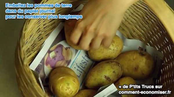 Conserver plus longetemps les pommes de terre avec du papier journal