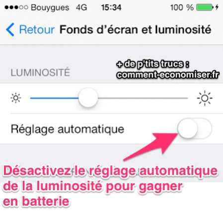 Désactiver le réglage automatique de la luminosité iphone