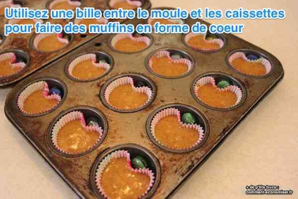 ajoutez une bille pour faire des muffins en forme de coeur