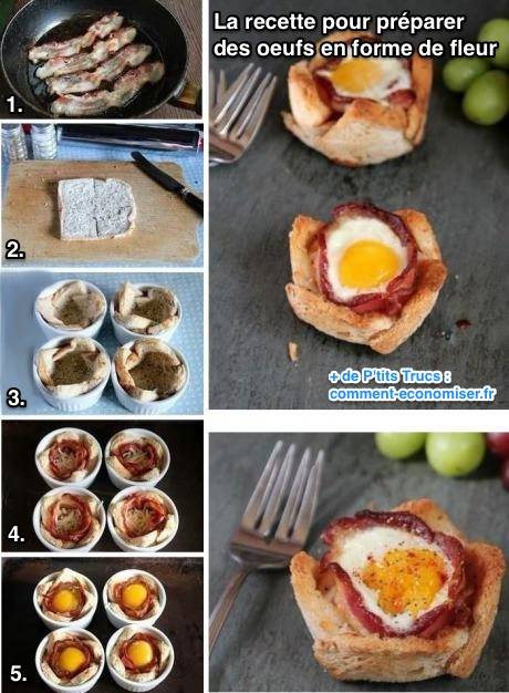Recette des oeufs au bacon en forme de fleur