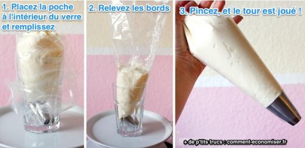 remplir facilement une poche à douille avec un verre