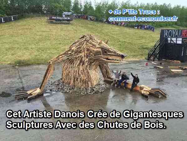 thomas Dambo créé des sculptures en bois et objets recyclés