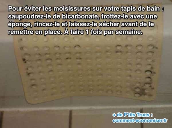 Pour éviter les moisissures sur votre tapis de bain : utilisez du bicarbonate de soude