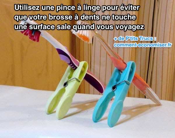 Utiliser une pince à linge pour tenir votre brosse à dents