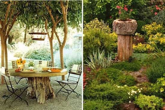 use tree stumps to make tables