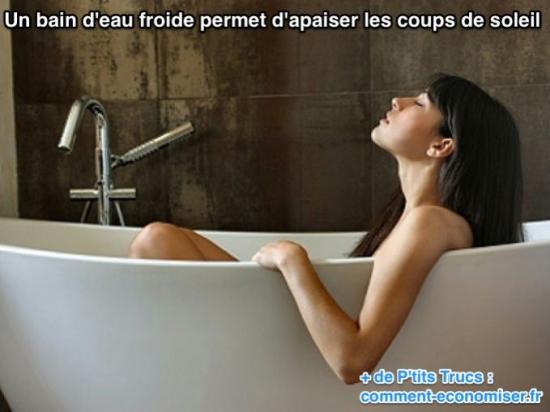 soulager les coups de soleil en prenant un bain d'eau froide
