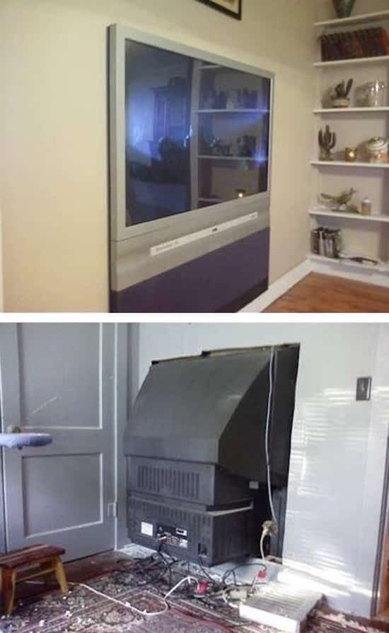 télé ressemblant à des fenêtres dans des murs