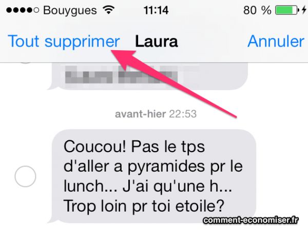 comment supprimer message sms envoyé