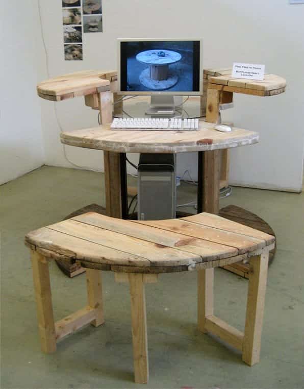 reel of cable transformed into a desk