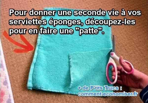 recyclez les vieilles serviettes en éponge