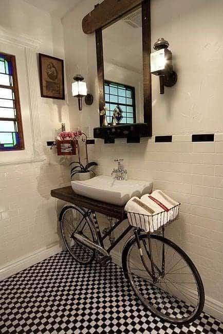 old bike as bathroom furniture
