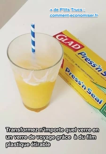 un verre ani fuite avec du film plastique