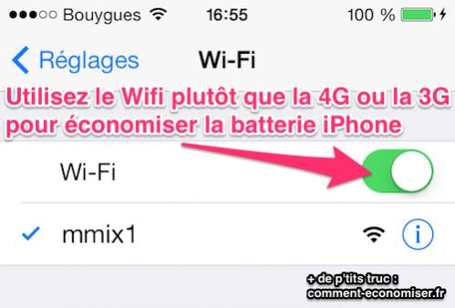 Utilisez le Wifi pour économiser la batterie iPhone