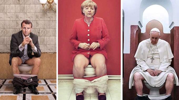 Cristina Guggeri Imagine les Dirigeants de la Planète aux Toilettes.