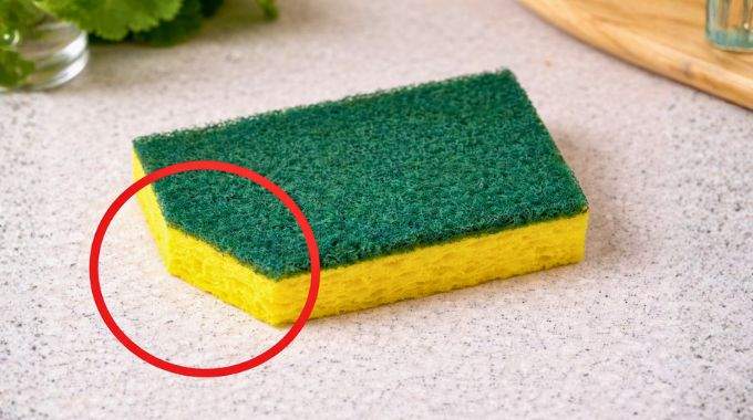 Pourquoi couper un coin de l'&eacute;ponge &agrave; vaisselle ? Le geste pratique qui change tout